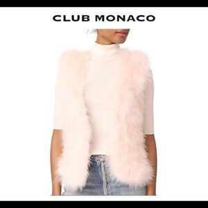 Club Monaco Cream Fur Feather Vest Sz S